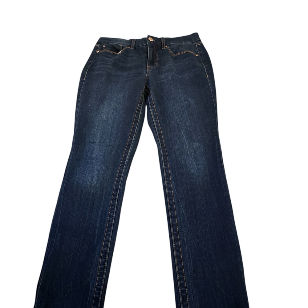 Seven7 Dark Blue Flare Jeans. Tummy less high rise skinny jeans.